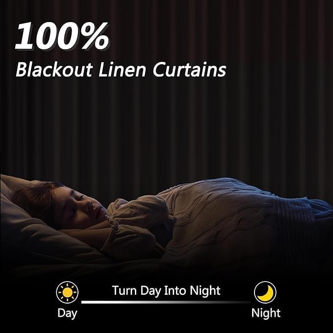 Guken Cream Linen Blackout Curtains 70 Inch Wide by 102 Inch for Living Room Bedroom Back Tab Thermal Insulated 100% Black Out Room Darkening Window Curtains Natural,1 Panel