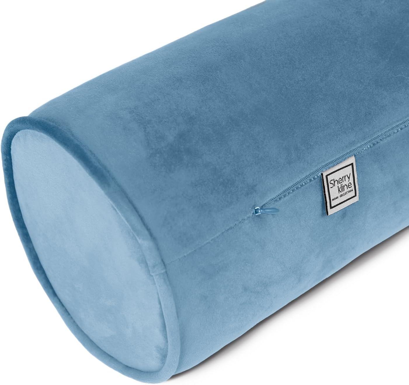 Sherry Kline Velvet Bolster Pillow, Decorative Throw Pillow, (Set of 2), (Bluestone)