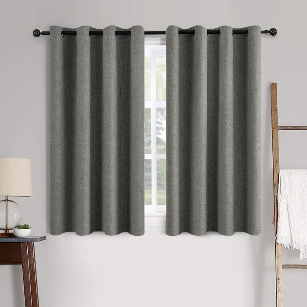 MIULEE 100% Blackout Linen Textured Curtains for Bedroom Solid Thermal Insulated Natural Beige Grommet Room Darkening Curtains & Drapes Luxury Decor for Living Room Nursery 62 x 96 Inch (2 Panels)