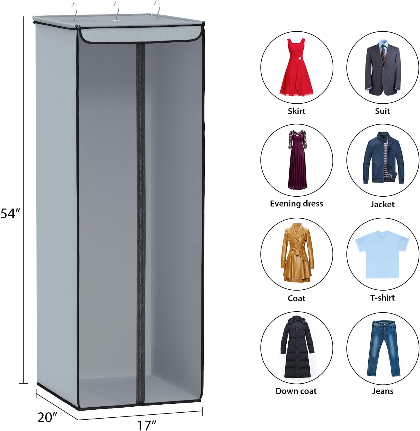 Univivi Garment Bags for Hanging Clothes, Large Clothes Storage Bags Closet Organizer with Clear Window, Premium Hanging Garment Storage Bag for Suits, Coats, Dresses, 54", 2-Pack