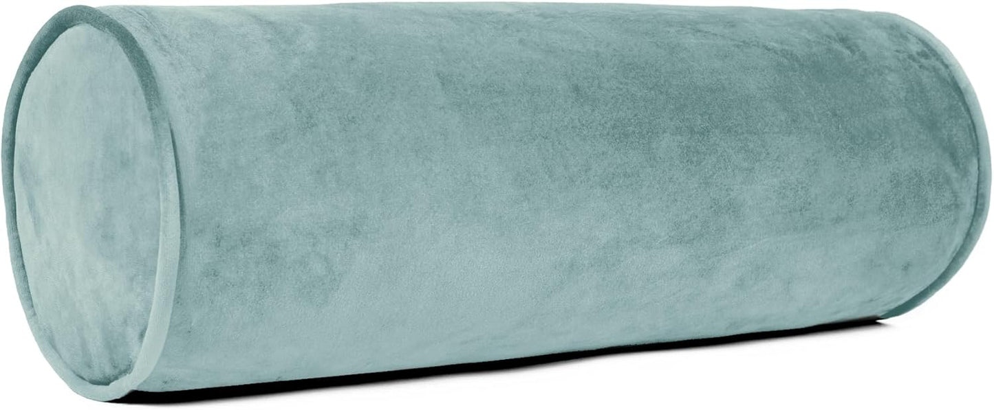 Sherry Kline Velvet Bolster Pillow, Decorative Throw Pillow, (Set of 2), (Bluestone)