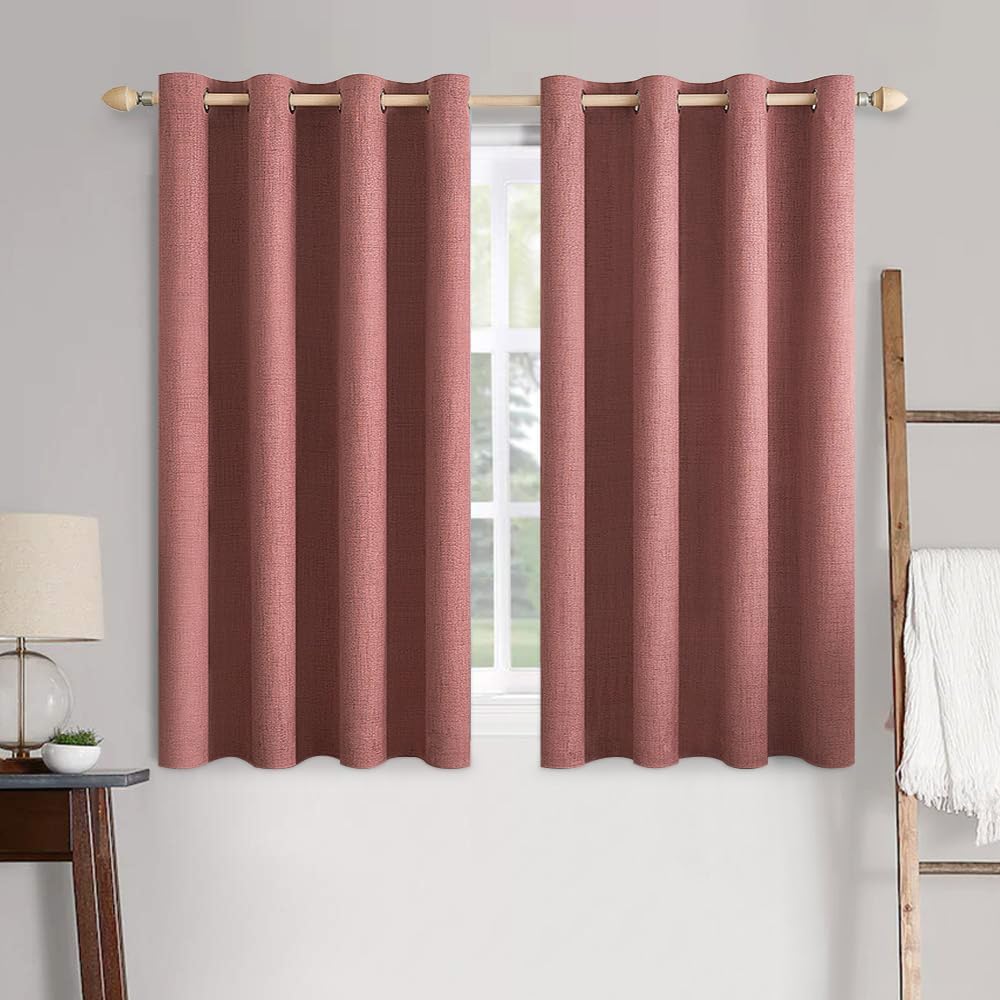MIULEE 100% Blackout Linen Textured Curtains for Bedroom Solid Thermal Insulated Natural Beige Grommet Room Darkening Curtains & Drapes Luxury Decor for Living Room Nursery 62 x 96 Inch (2 Panels)