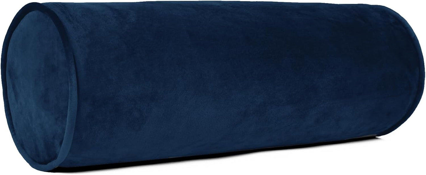 Sherry Kline Velvet Bolster Pillow, Decorative Throw Pillow, (Set of 2), (Bluestone)