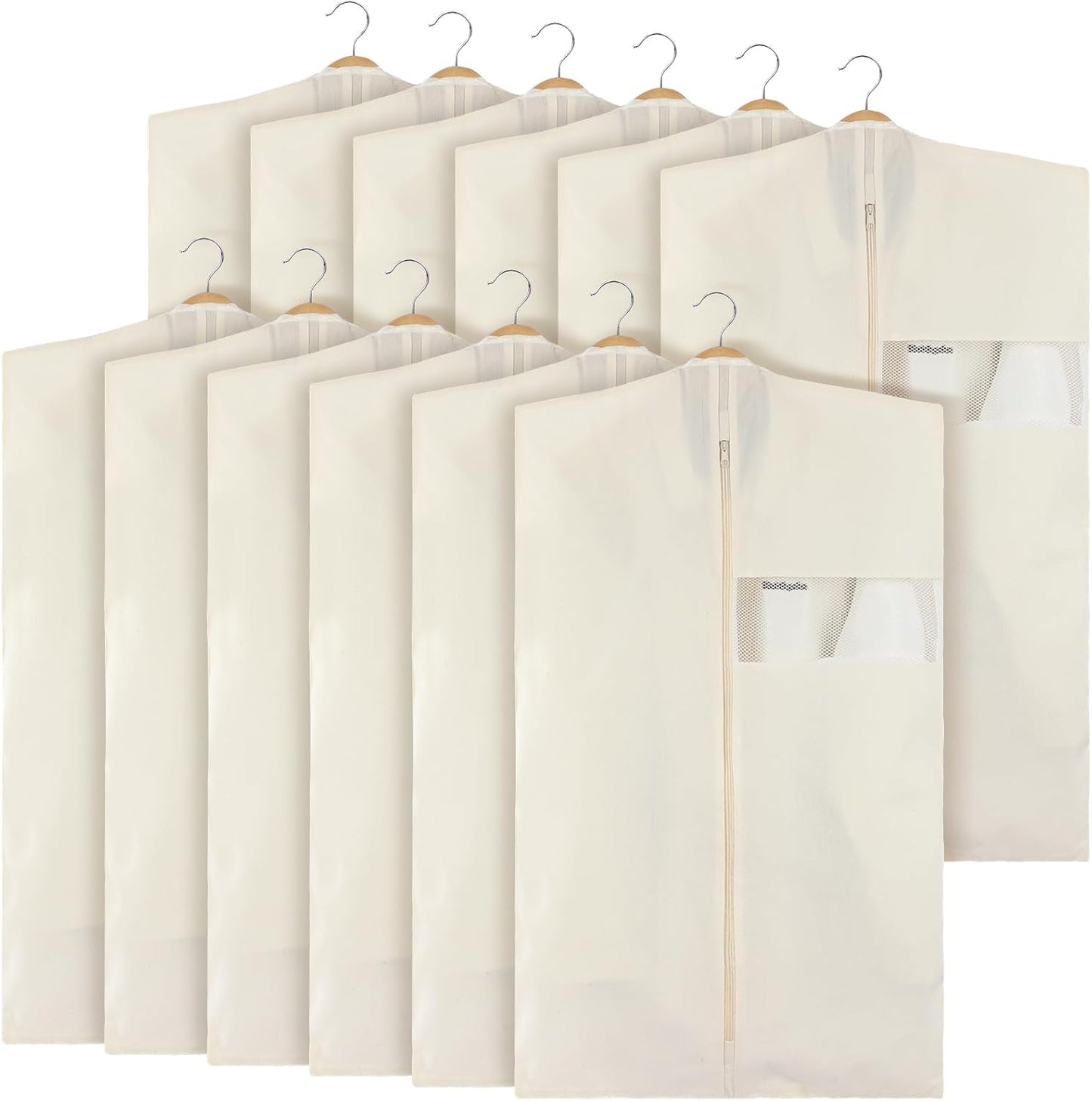 Aliceset 6 Pcs 24 x 40 Inches Cotton Garment Bags for Hanging Clothes, Canvas Suit Bags for Clothes Coats Jackets Shirts Closet Storage Travel Gusseted Hanging Garment Cover