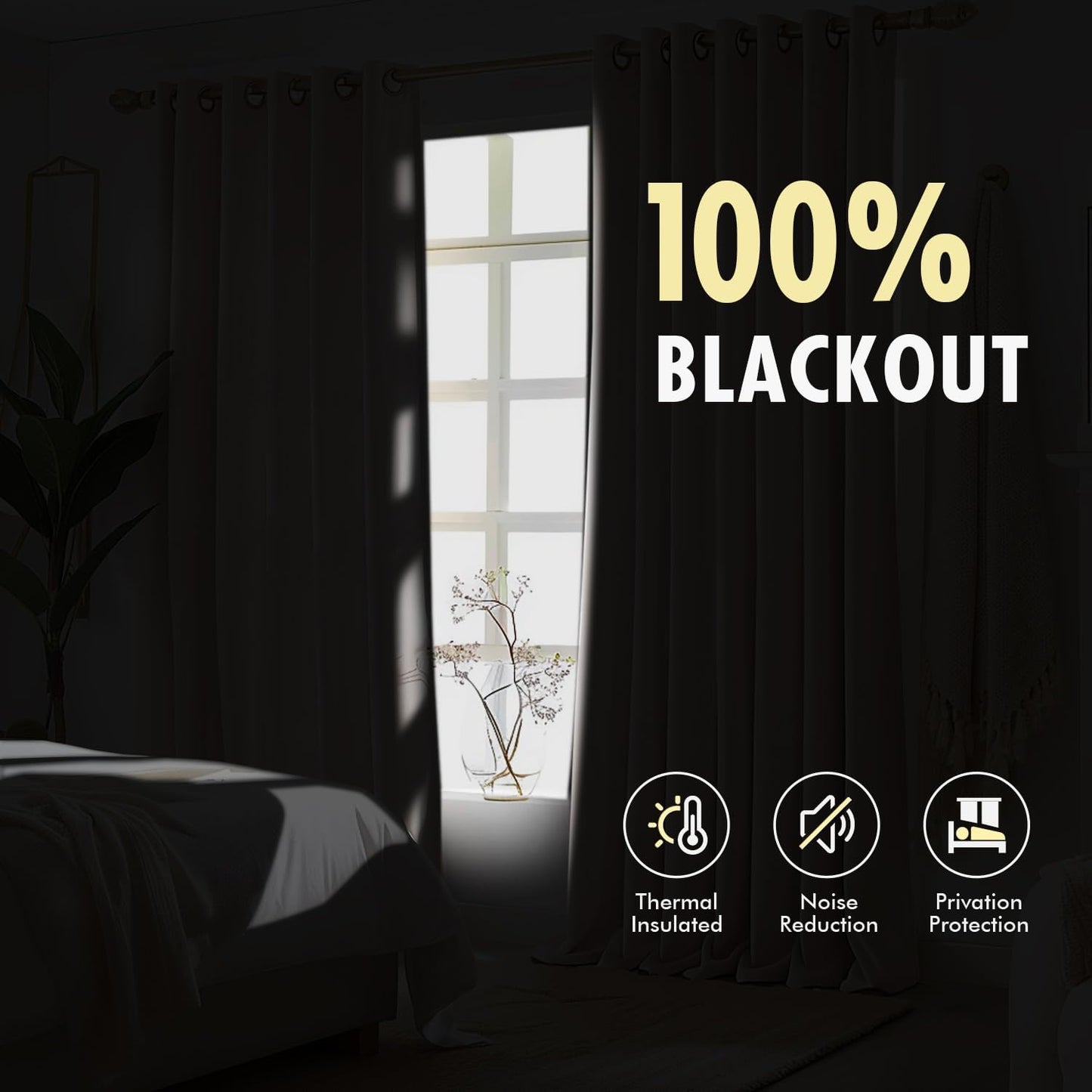 MIULEE Natural Pinch Pleated 100% Blackout Linen Curtains for Bedroom, Room Darkening Light Blocking Window Curtains 84 inches Long for Living Room, Black Out Pleat Drapes with Pin Hooks, 2 Panels