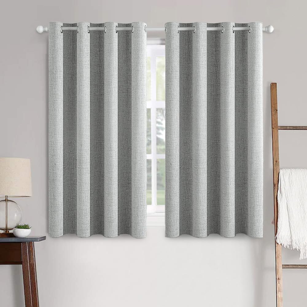 MIULEE 100% Blackout Linen Textured Curtains for Bedroom Solid Thermal Insulated Natural Beige Grommet Room Darkening Curtains & Drapes Luxury Decor for Living Room Nursery 62 x 96 Inch (2 Panels)