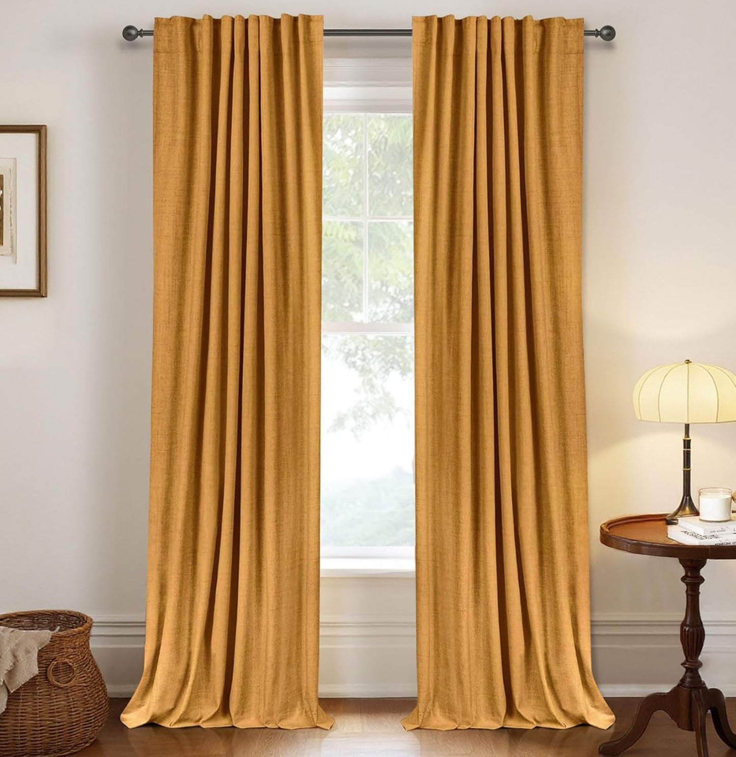 100% Blackout Shield Linen Blackout Curtains for Bedroom 120 Inches Long, Back Tab/Rod Pocket Living Room Drapes, Thermal Insulated Blackout Curtains 2 Panels Set, 50" W x 120" L, Faux Linen