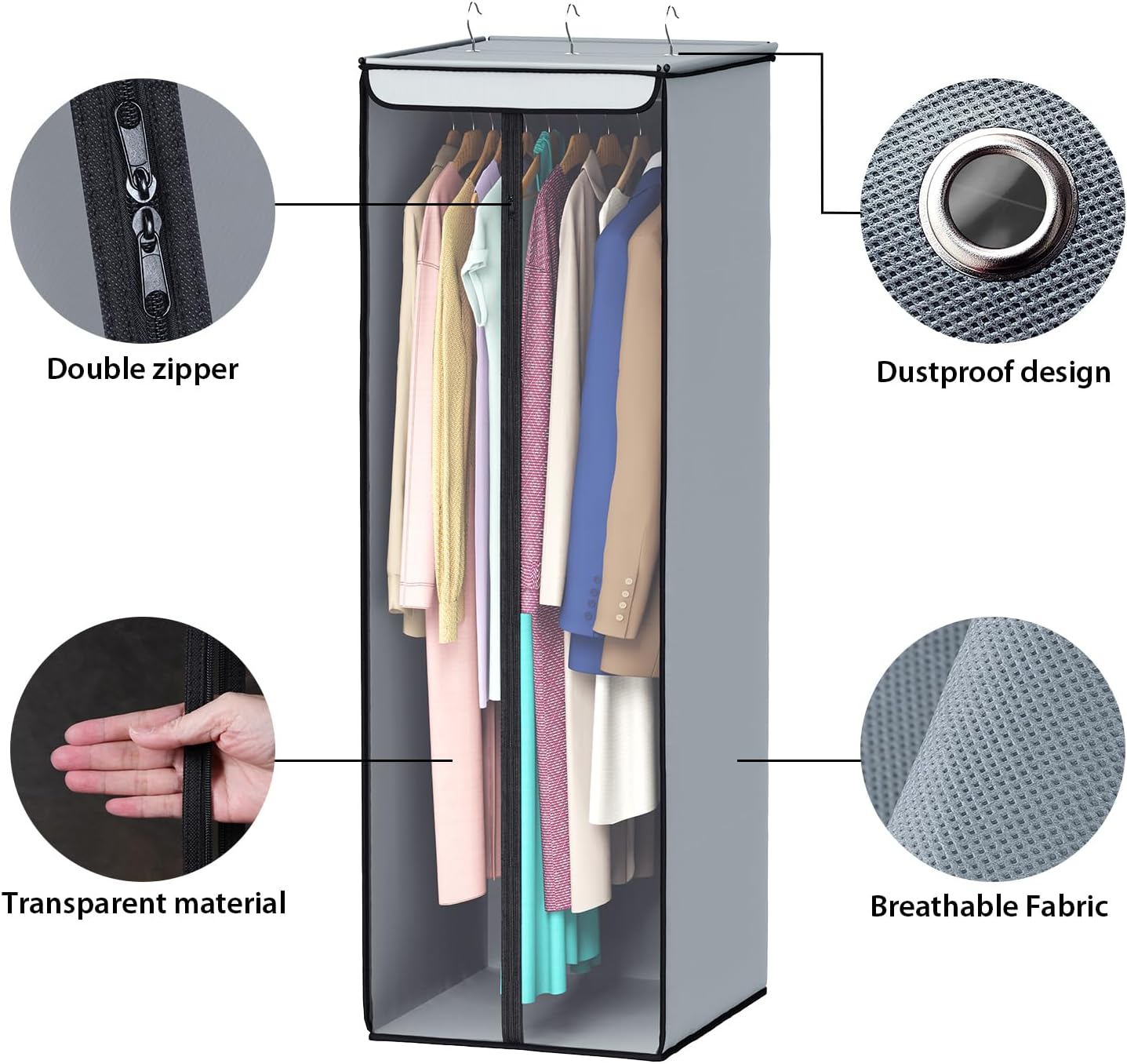 Univivi Garment Bags for Hanging Clothes, Large Clothes Storage Bags Closet Organizer with Clear Window, Premium Hanging Garment Storage Bag for Suits, Coats, Dresses, 54", 2-Pack