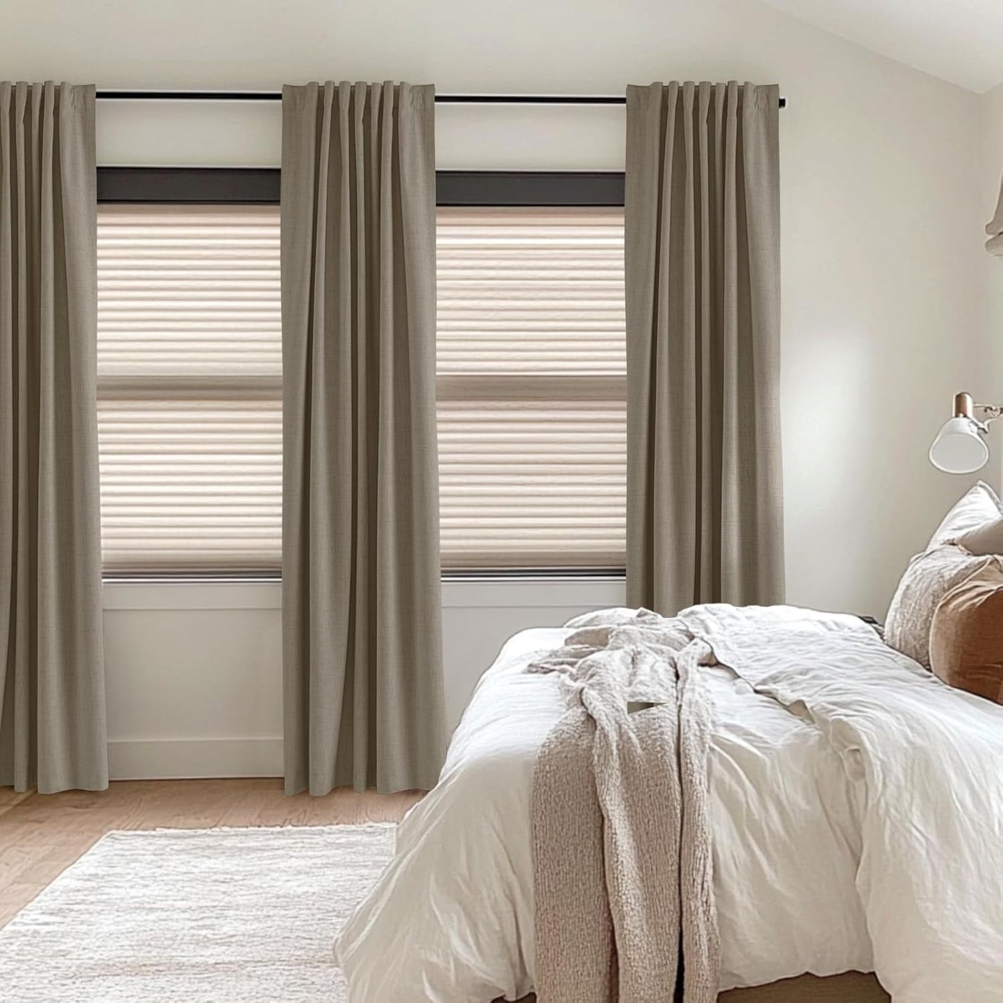 100% Blackout Shield Linen Blackout Curtains for Bedroom 120 Inches Long, Back Tab/Rod Pocket Living Room Drapes, Thermal Insulated Blackout Curtains 2 Panels Set, 50" W x 120" L, Faux Linen