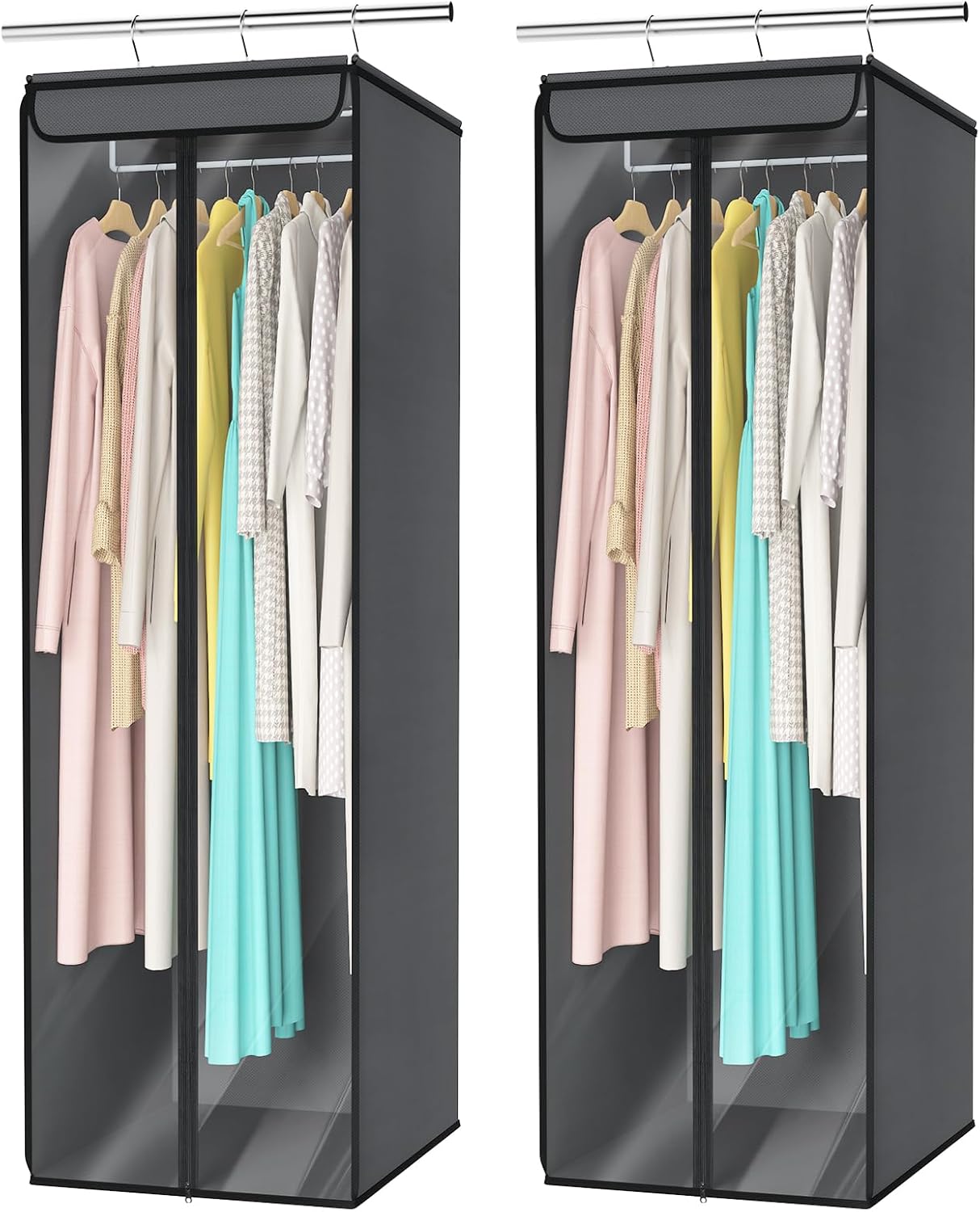 Univivi Garment Bags for Hanging Clothes, Large Clothes Storage Bags Closet Organizer with Clear Window, Premium Hanging Garment Storage Bag for Suits, Coats, Dresses, 54", 2-Pack