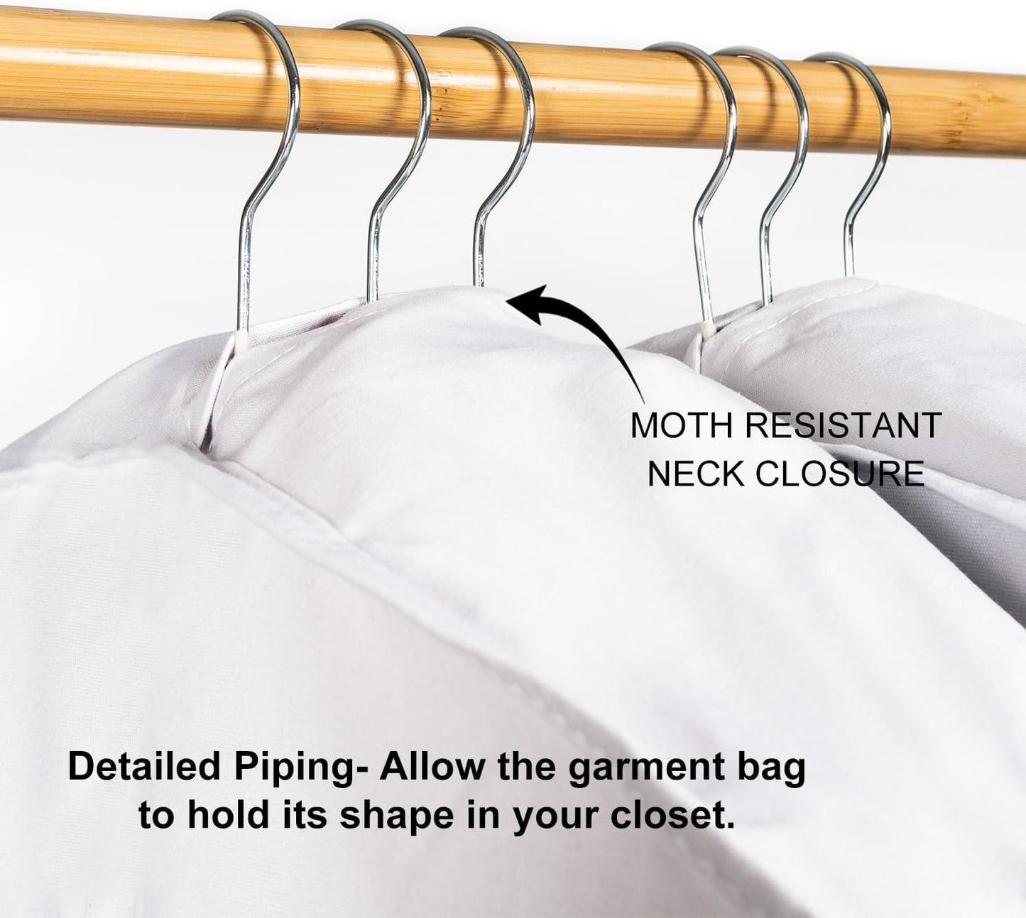 2PC Luxury 48'' Organic Cotton Garment Storage Bag for Hanging Clothes | 8 Cedar Blocks for Fresh Smell| Breathable Garment Bag for Hanging Clothes for Closet Best for Suit, Sweater, Short Dress, Gown