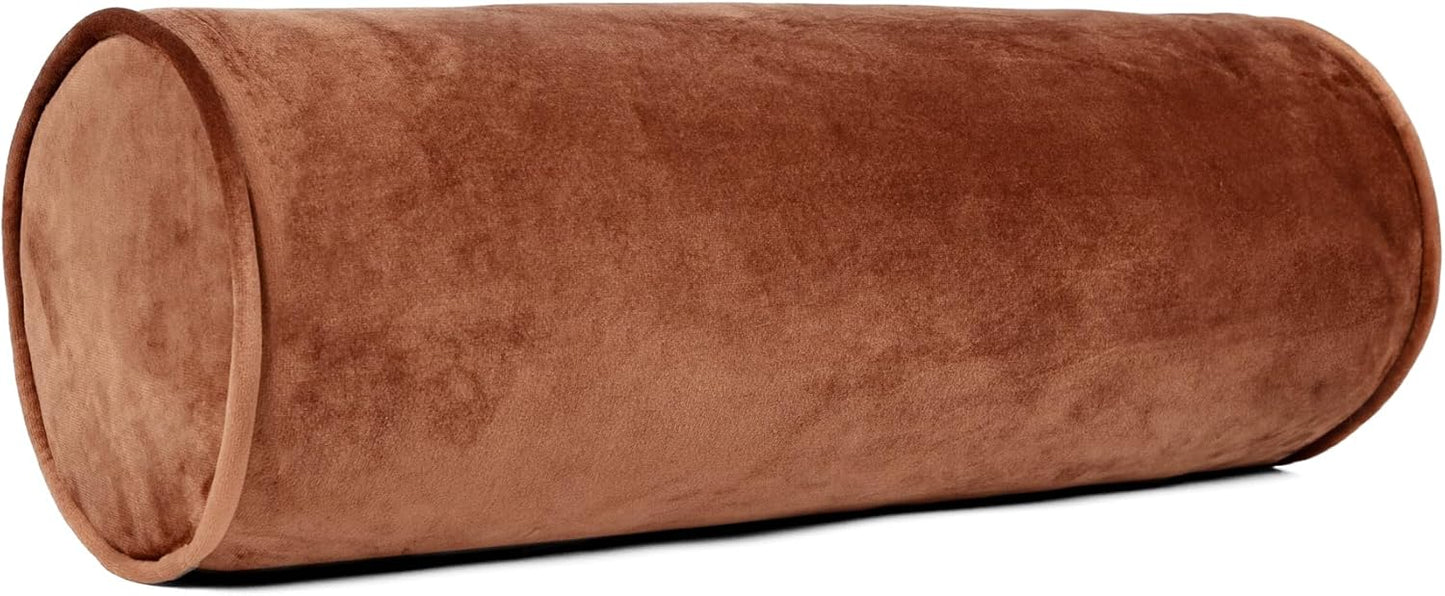 Sherry Kline Velvet Bolster Pillow, Decorative Throw Pillow, (Set of 2), (Bluestone)