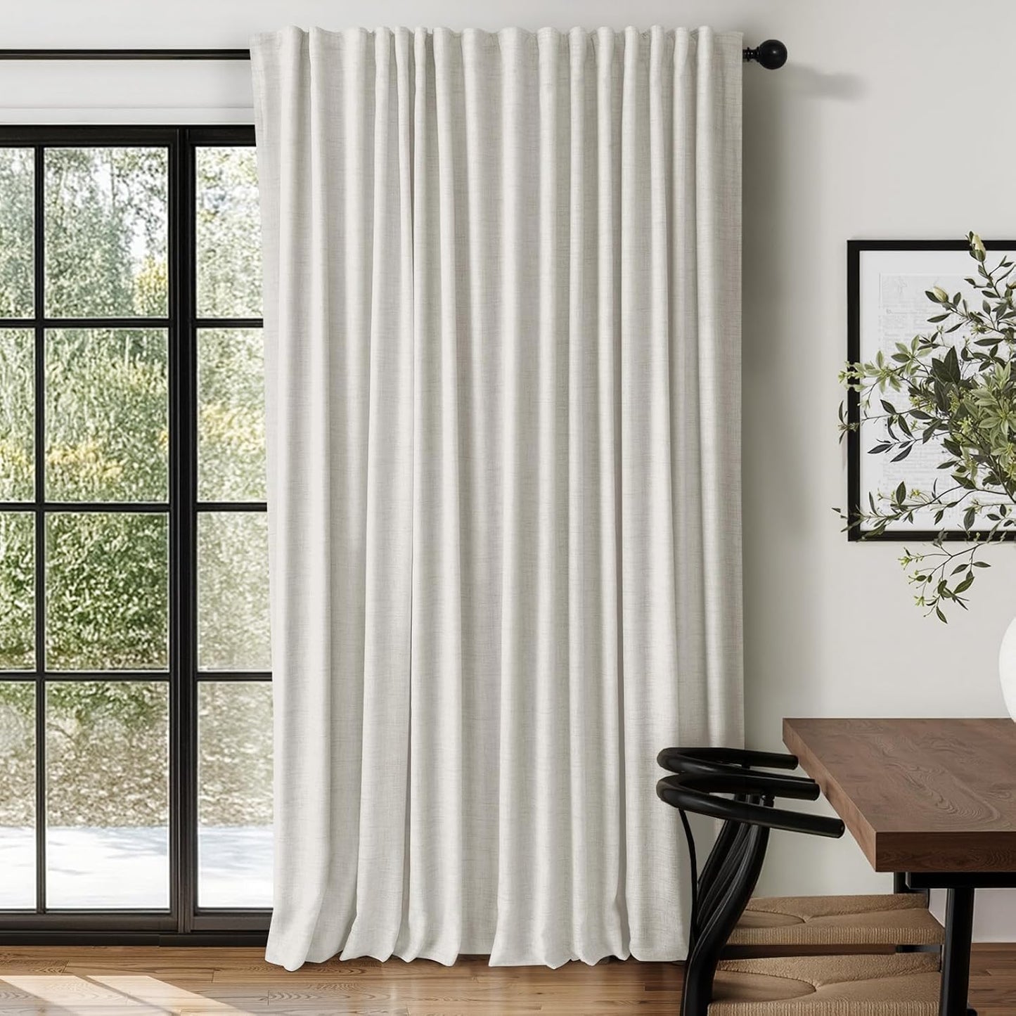 100% Blackout Shield Linen Blackout Curtains for Bedroom 120 Inches Long, Back Tab/Rod Pocket Living Room Drapes, Thermal Insulated Blackout Curtains 2 Panels Set, 50" W x 120" L, Faux Linen