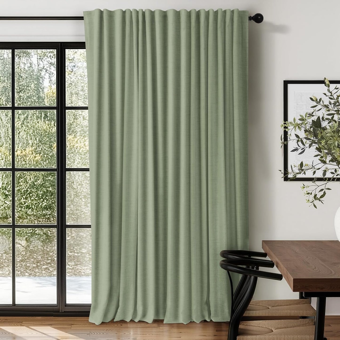 100% Blackout Shield Linen Blackout Curtains for Bedroom 120 Inches Long, Back Tab/Rod Pocket Living Room Drapes, Thermal Insulated Blackout Curtains 2 Panels Set, 50" W x 120" L, Faux Linen
