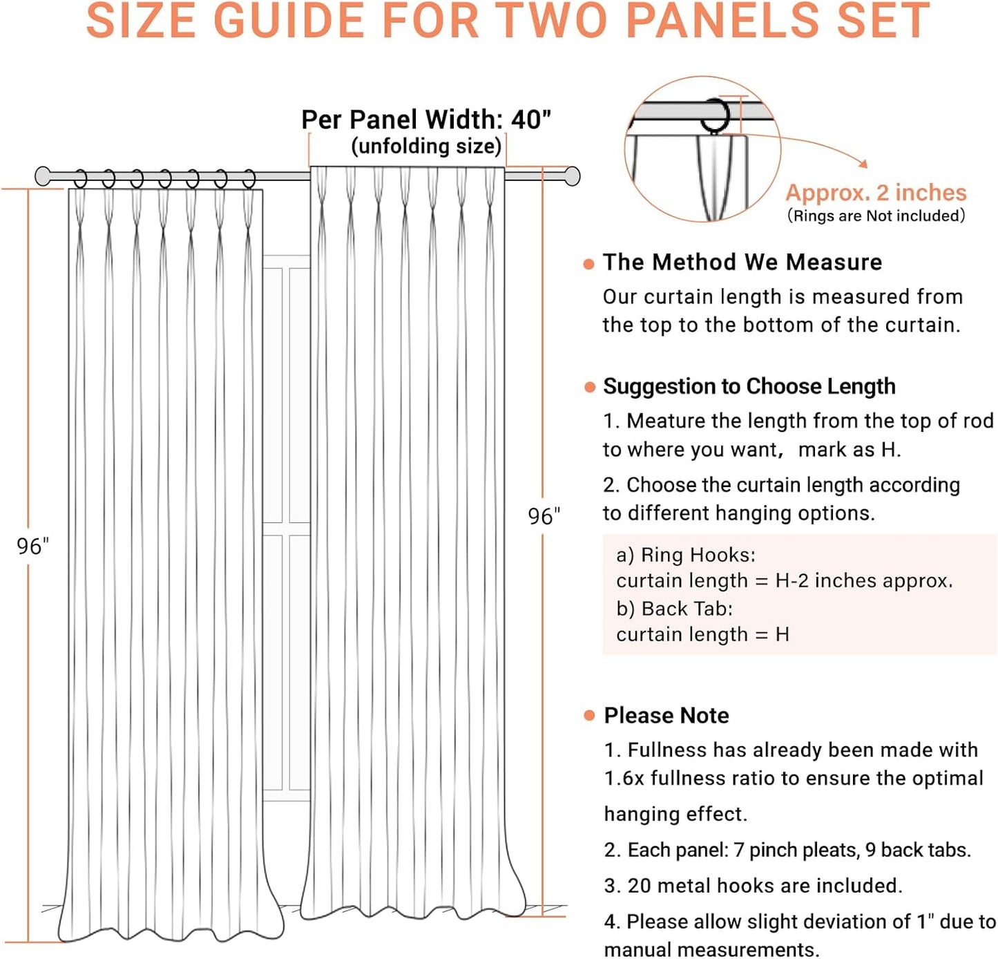 100% Blackout Shield Linen Look Textured Pinch Pleated Curtains Blackout Drapes 102 Inch Long 2 Panels Set, Faux Linen Blackout Curtains for Bedroom & Living Room, 40" W x 102" L, Oatmeal