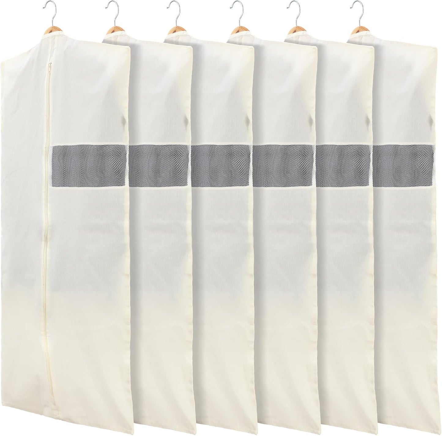 Aliceset 6 Pcs 24 x 40 Inches Cotton Garment Bags for Hanging Clothes, Canvas Suit Bags for Clothes Coats Jackets Shirts Closet Storage Travel Gusseted Hanging Garment Cover