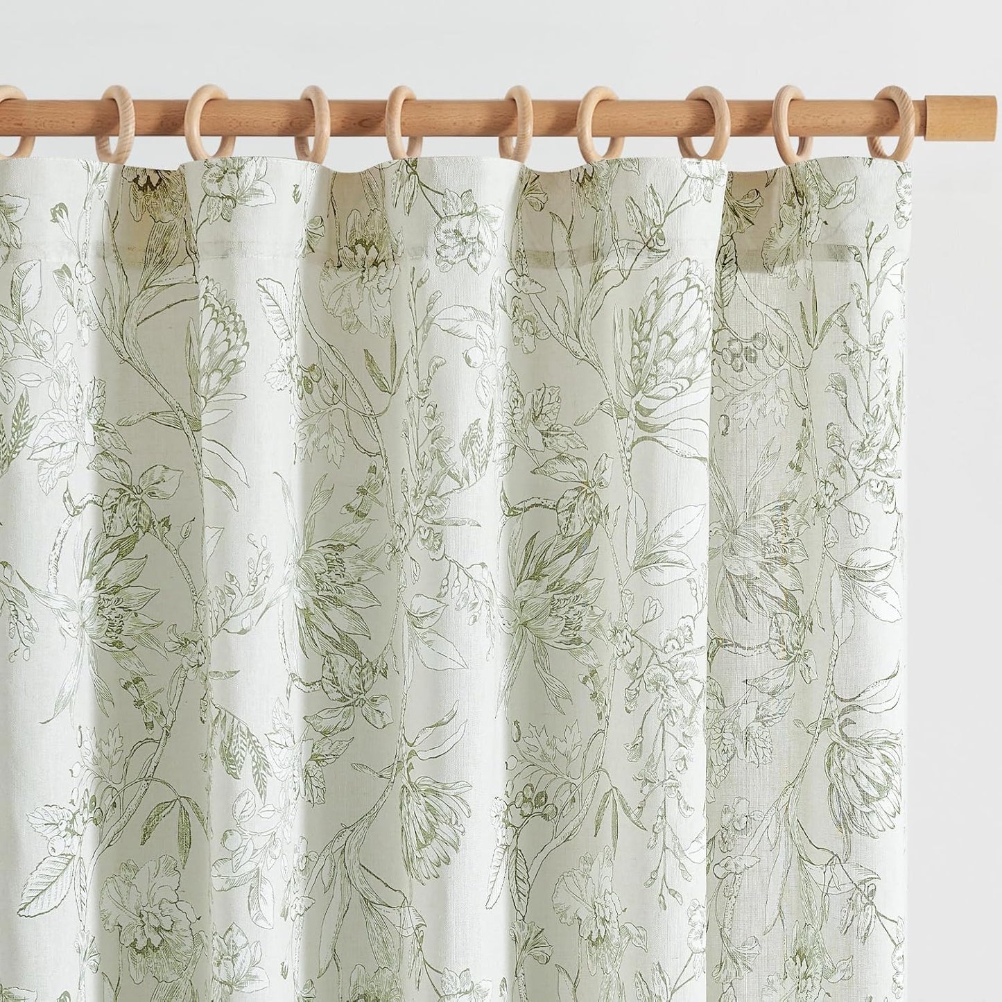 jinchan Blackout Linen Blend Curtain Floral Blackout Curtains for Living Room 84 Inch Length Black Printed with Lined Blackout Curtain for Bedroom Farmhouse Curtains Set 2 Panels