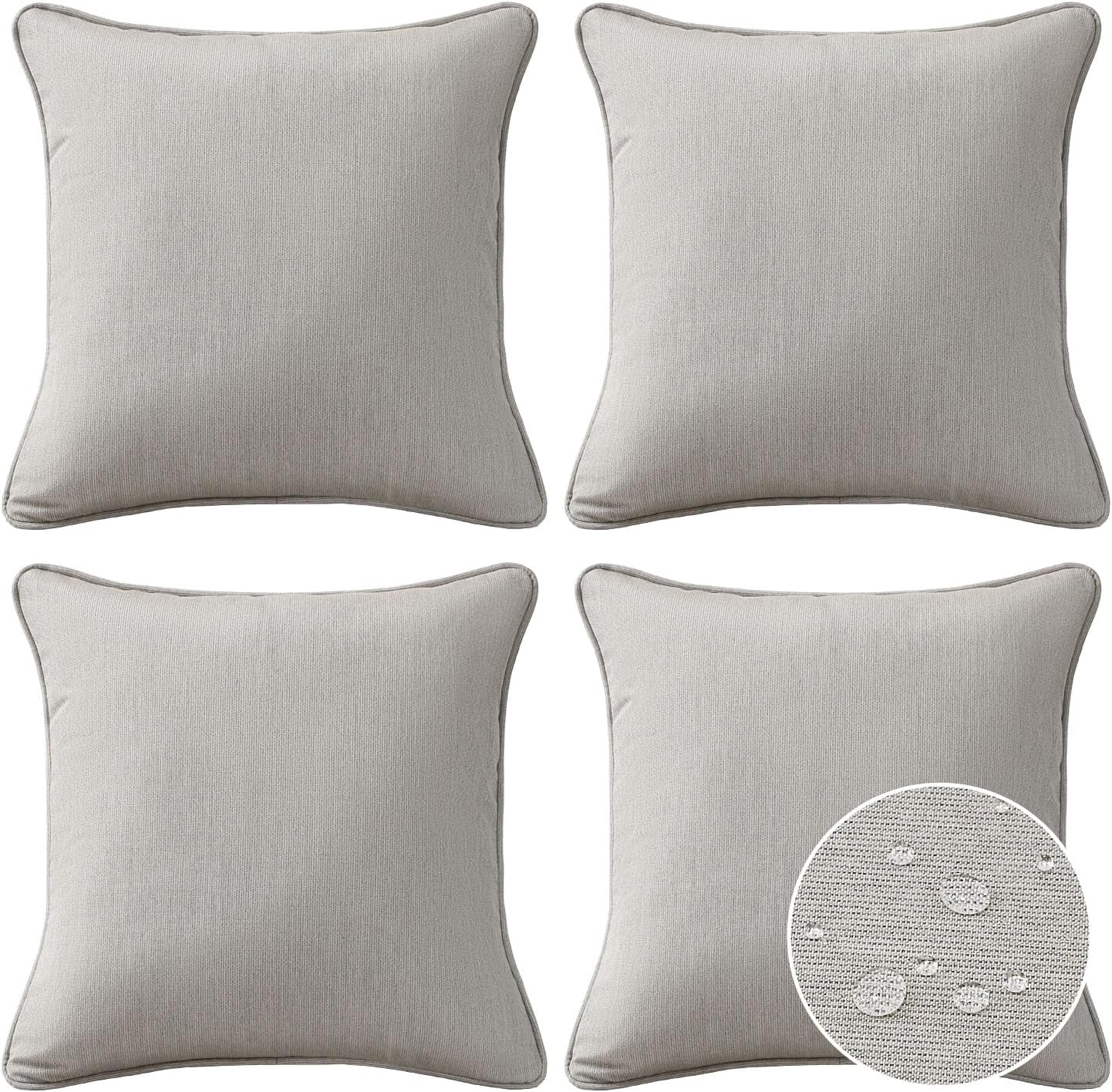 Decorative Outdoor Water Repellent Throw Pillows with Inserts, Set of 4, 18" x18" Pillows for Patio, Backyard, Bed, Couch, and Patio Furniture, Turquoise Stripe