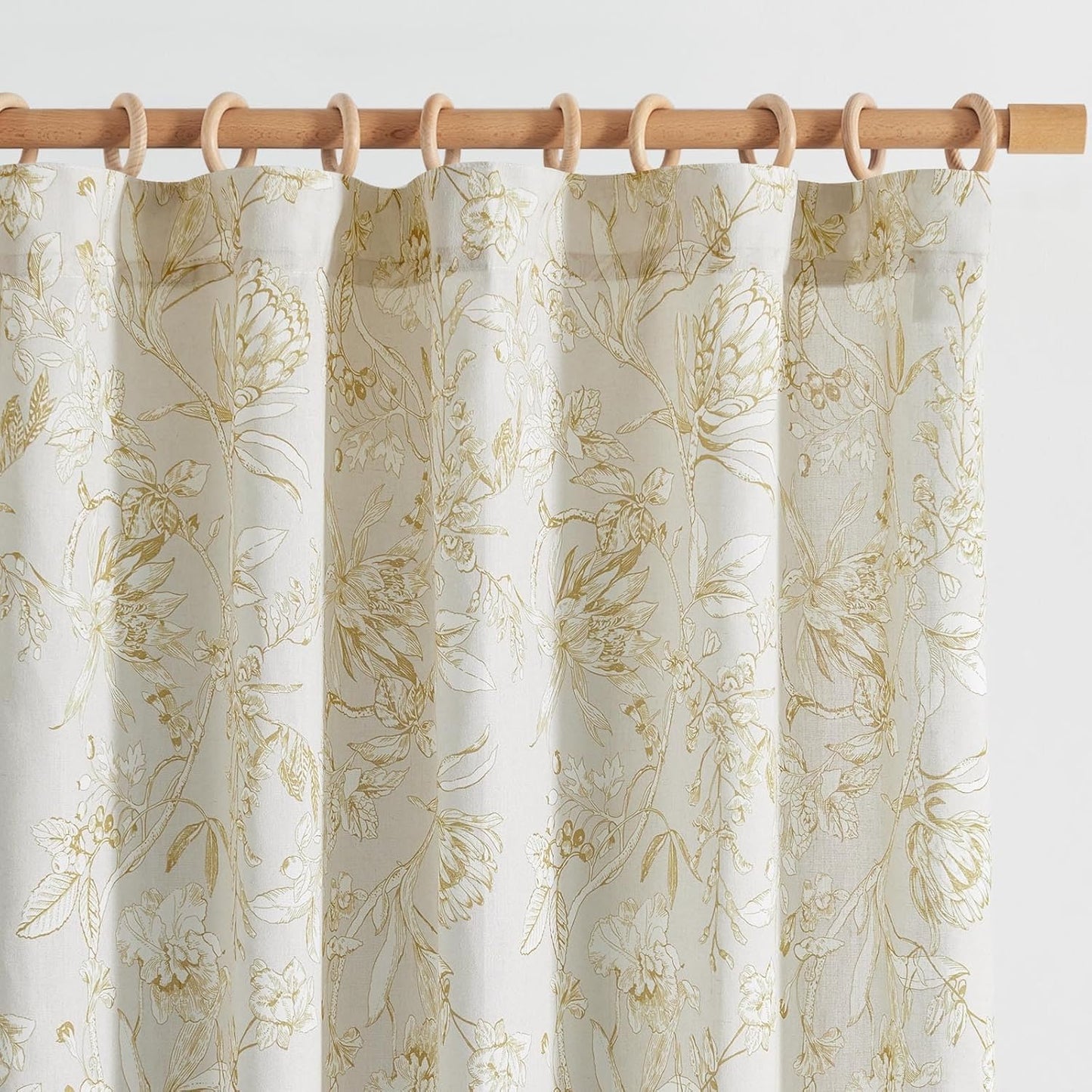 jinchan Blackout Linen Blend Curtain Floral Blackout Curtains for Living Room 84 Inch Length Black Printed with Lined Blackout Curtain for Bedroom Farmhouse Curtains Set 2 Panels