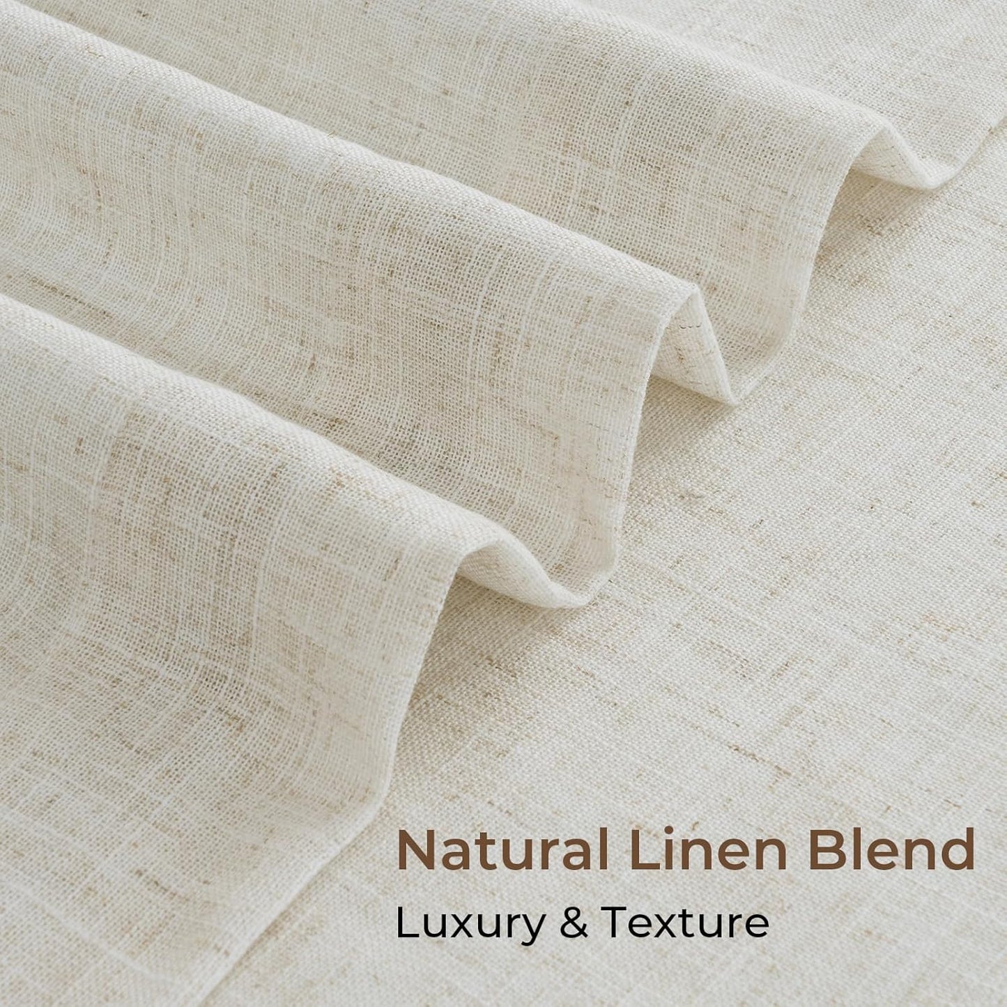 Pinch Pleated Blackout Curtains 96 Inches Long, Linen Blend, 100% Blackout Drapes with 20 Hooks, Ideal for Bedroom and Living Room, 40" W x 96" L (Pack of 2), Natural