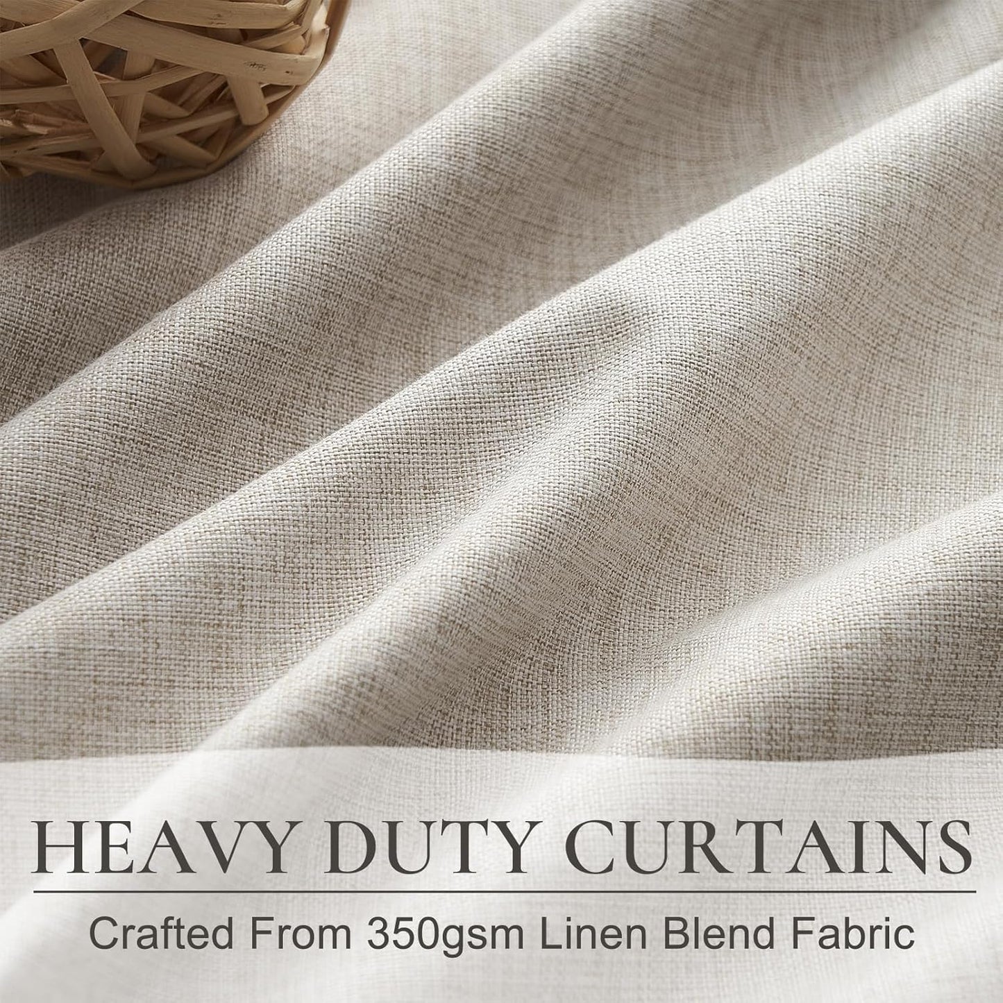 Natural Linen Blackout 92 Inch Bedroom Curtains 2 Panel Sets, Rustic Boho Cream Pleated Ceiling Track Curtain for Dining Room Heat Blocking Privacy Heavy Drape 92 Inches Long Oatmeal Back Tab