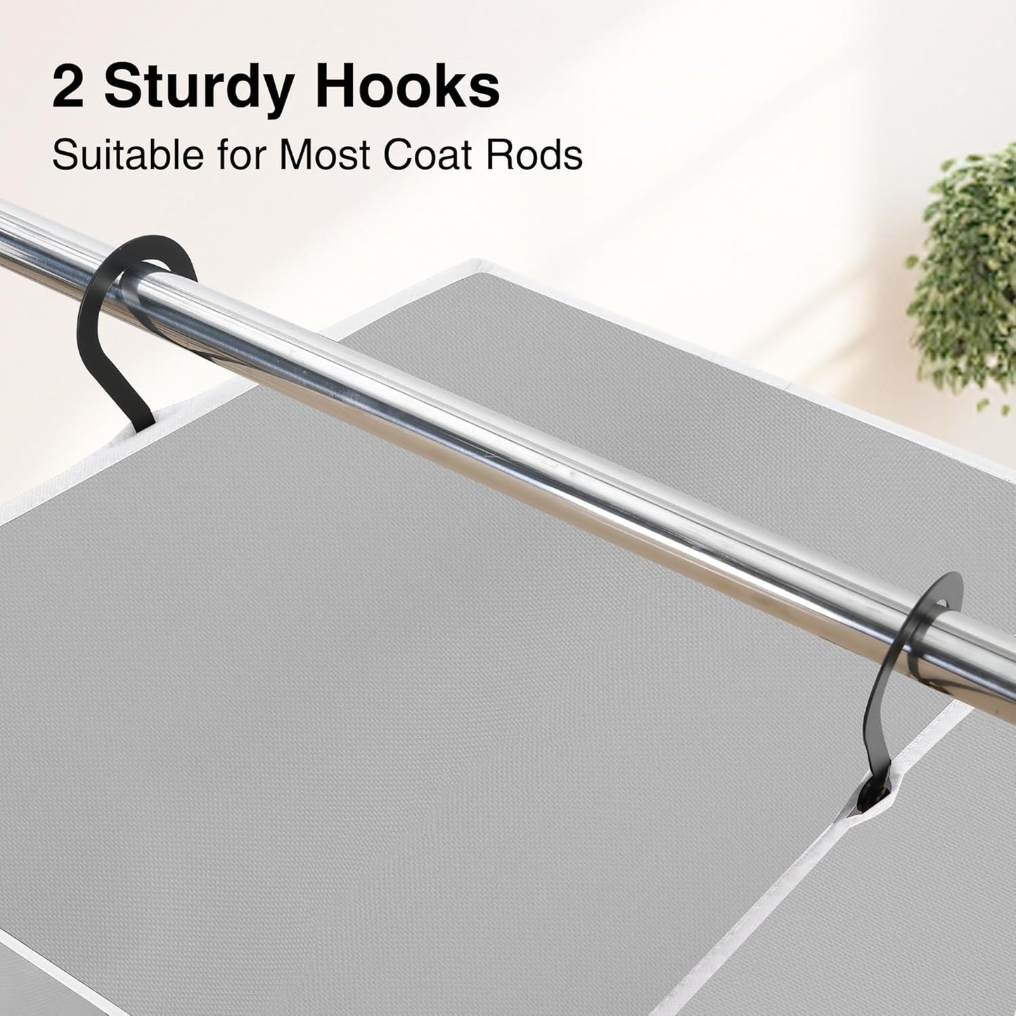 STO STO 2 Pack Garment Bag for Hanging Clothes Closet, Hanging Garment Cover with Built-in Steel Hanging Rod, Hanging Wardrobe Storage Bag for Suit, Dress with Clear Window, Zipper, ID Window, Gray