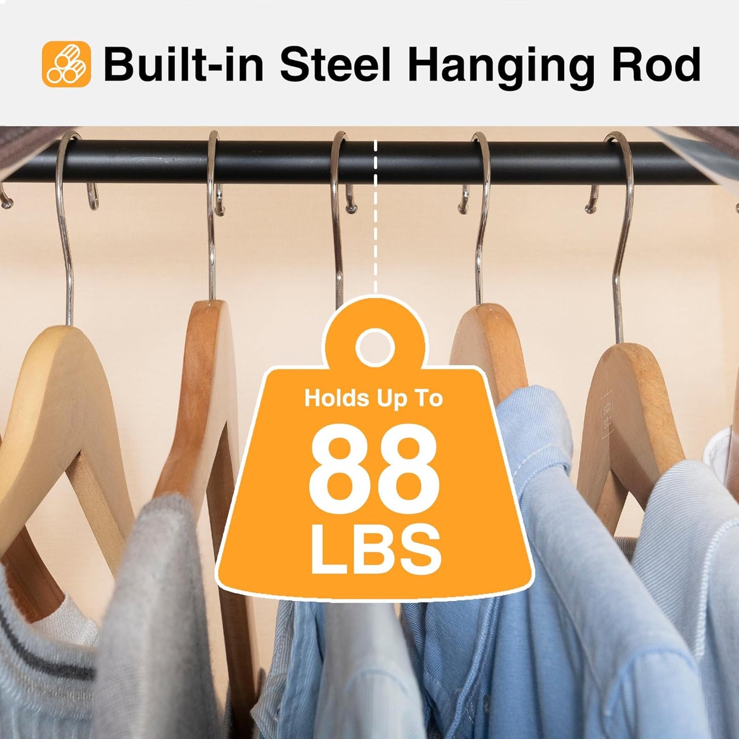 STO STO 2 Pack Garment Bag for Hanging Clothes Closet, Hanging Garment Cover with Built-in Steel Hanging Rod, Hanging Wardrobe Storage Bag for Suit, Dress with Clear Window, Zipper, ID Window, Gray