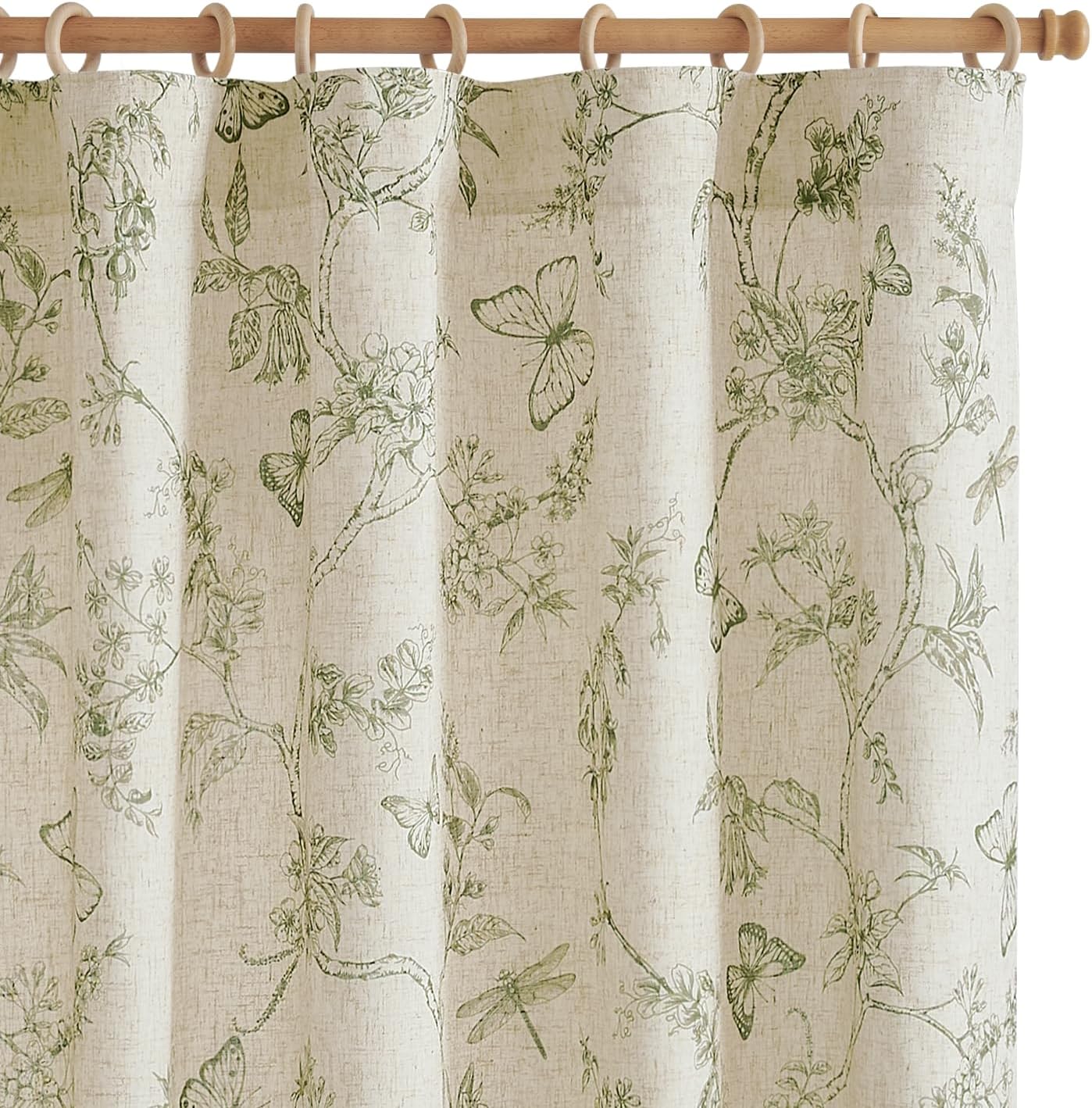 jinchan Blackout Linen Blend Curtain Floral Blackout Curtains for Living Room 84 Inch Length Black Printed with Lined Blackout Curtain for Bedroom Farmhouse Curtains Set 2 Panels