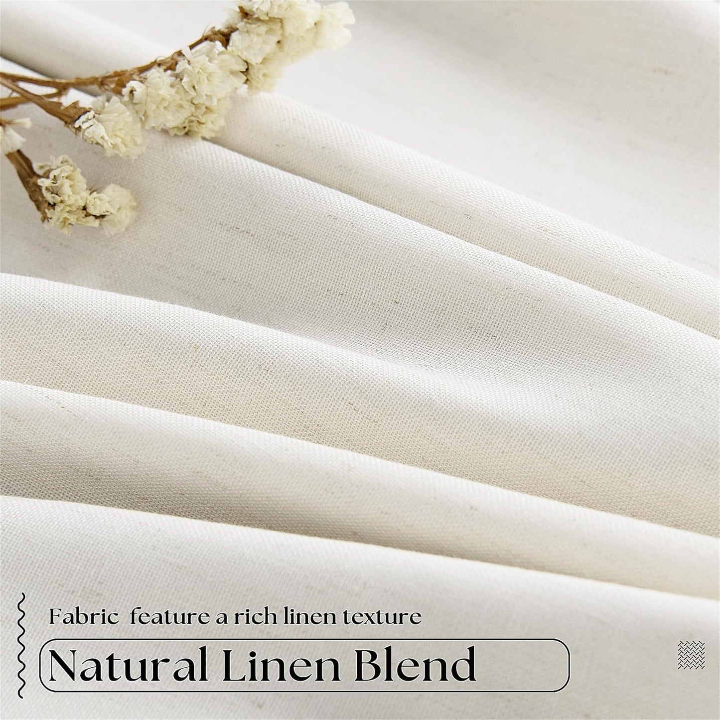 102 Inches Long Pinch Pleated Linen Blackout Curtains for Bedroom Back Tab Track Memory Trained Shape Farmhouse Light Blocking Curtains 102 Inch Length for Living Dining Room Darkening Drapes Cream