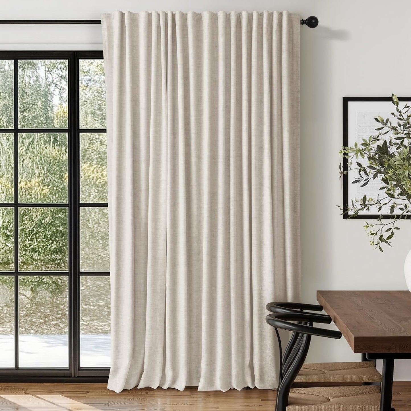 100% Blackout Shield Linen Blackout Curtains for Bedroom 120 Inches Long, Back Tab/Rod Pocket Living Room Drapes, Thermal Insulated Blackout Curtains 2 Panels Set, 50" W x 120" L, Faux Linen