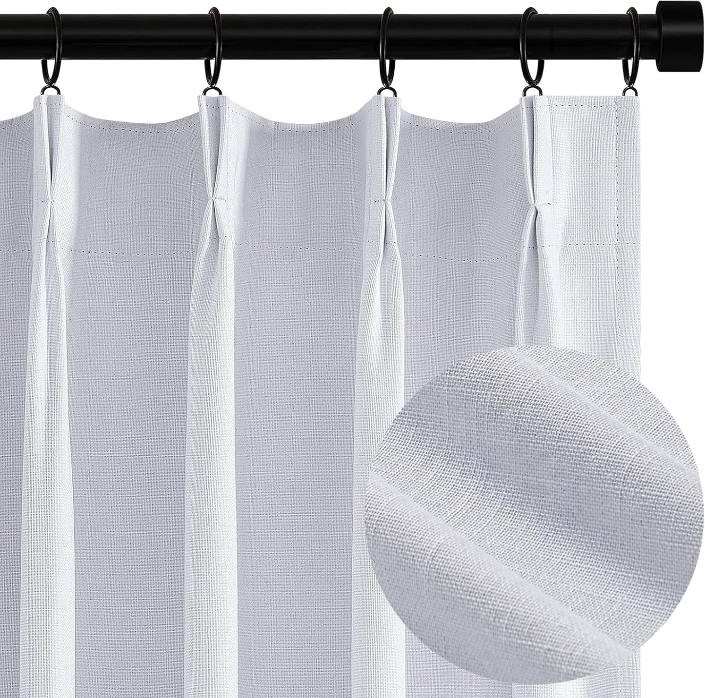 Topfinel Extral Wide Curtains, Pinch Pleated 100% Blackout Linen Luxury Drapery with Hooks for Patio Sliding Door Large Window Living Room Track System, 72" Wx102 L 1 Panel