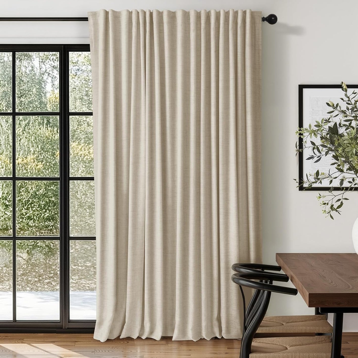 100% Blackout Shield Linen Blackout Curtains for Bedroom 120 Inches Long, Back Tab/Rod Pocket Living Room Drapes, Thermal Insulated Blackout Curtains 2 Panels Set, 50" W x 120" L, Faux Linen