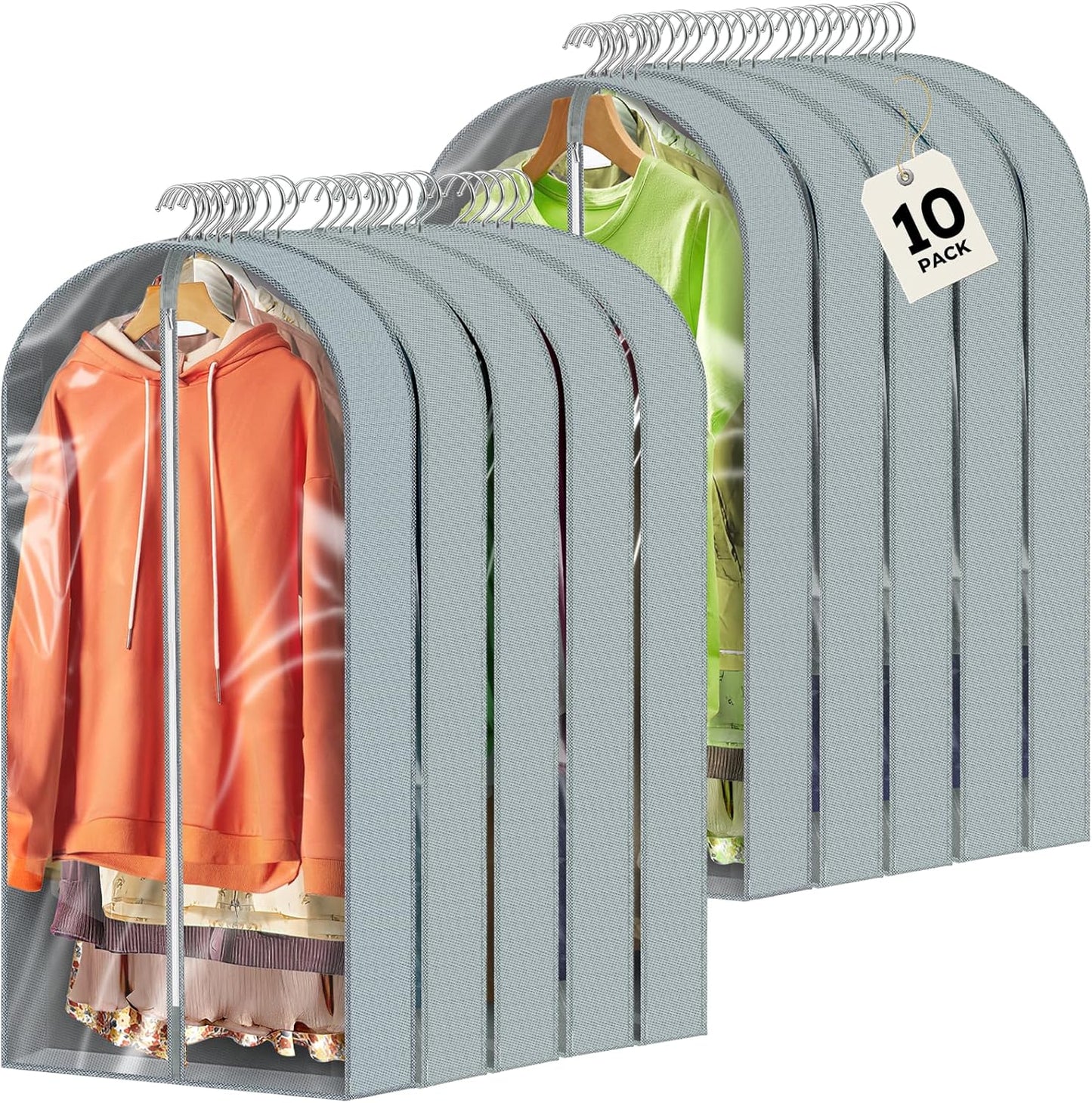6 Pcs 60" Garment Bags for Hanging Clothes, Clear Suit Bags for Closet Storage Clothing Storage, Garment Bags Shoulder Covers with 4" Gussets for Coats, Jackets, Shirts and Sweater