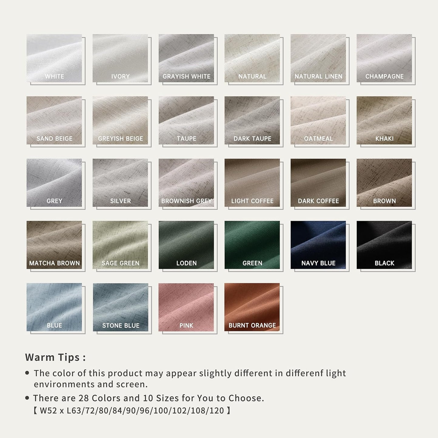 Natural Linen 100% Blackout Curtains for Bedroom 102 Inch Long 2 Panels Window Curtain Floor To Ceiling Length for Living Room Sliding Glass Door Back Tab Cream Linen Room Darkening Drapes 52x102
