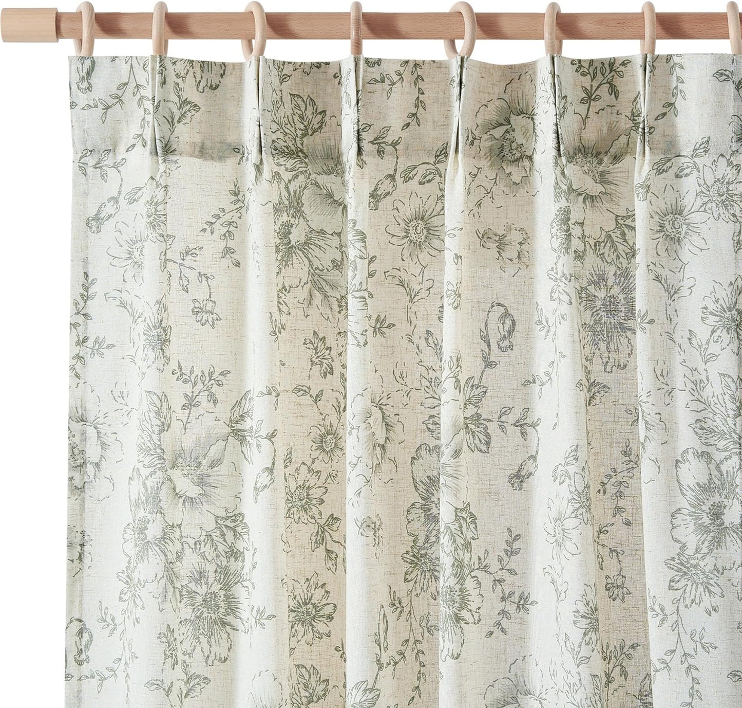 jinchan Blackout Linen Blend Curtain Floral Blackout Curtains for Living Room 84 Inch Length Black Printed with Lined Blackout Curtain for Bedroom Farmhouse Curtains Set 2 Panels