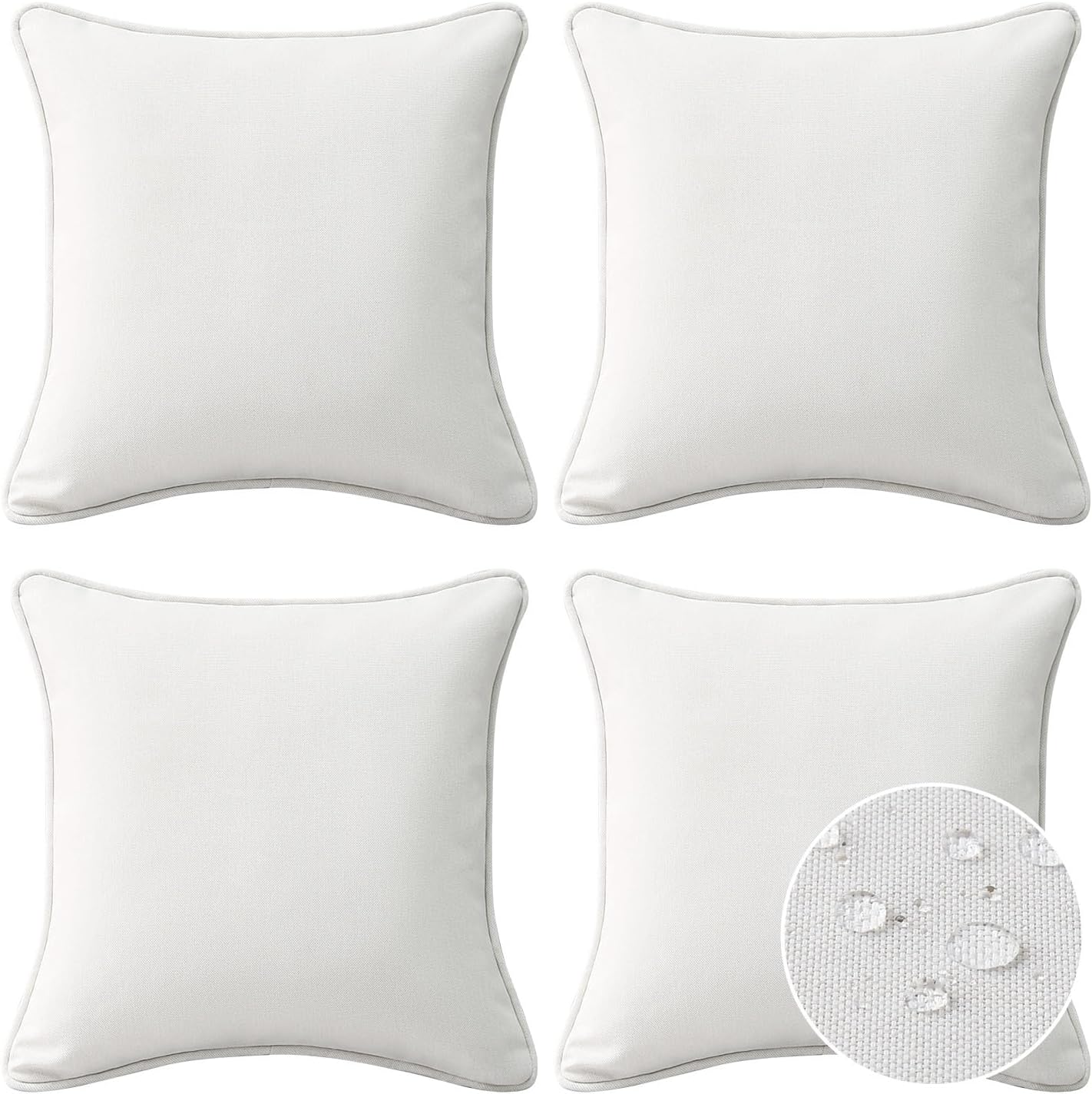 Decorative Outdoor Water Repellent Throw Pillows with Inserts, Set of 4, 18" x18" Pillows for Patio, Backyard, Bed, Couch, and Patio Furniture, Turquoise Stripe