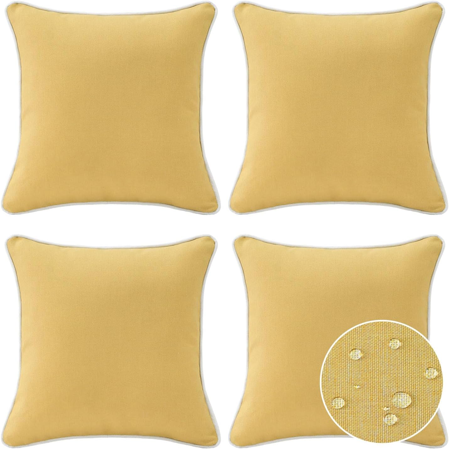 Decorative Outdoor Water Repellent Throw Pillows with Inserts, Set of 4, 18" x18" Pillows for Patio, Backyard, Bed, Couch, and Patio Furniture, Turquoise Stripe