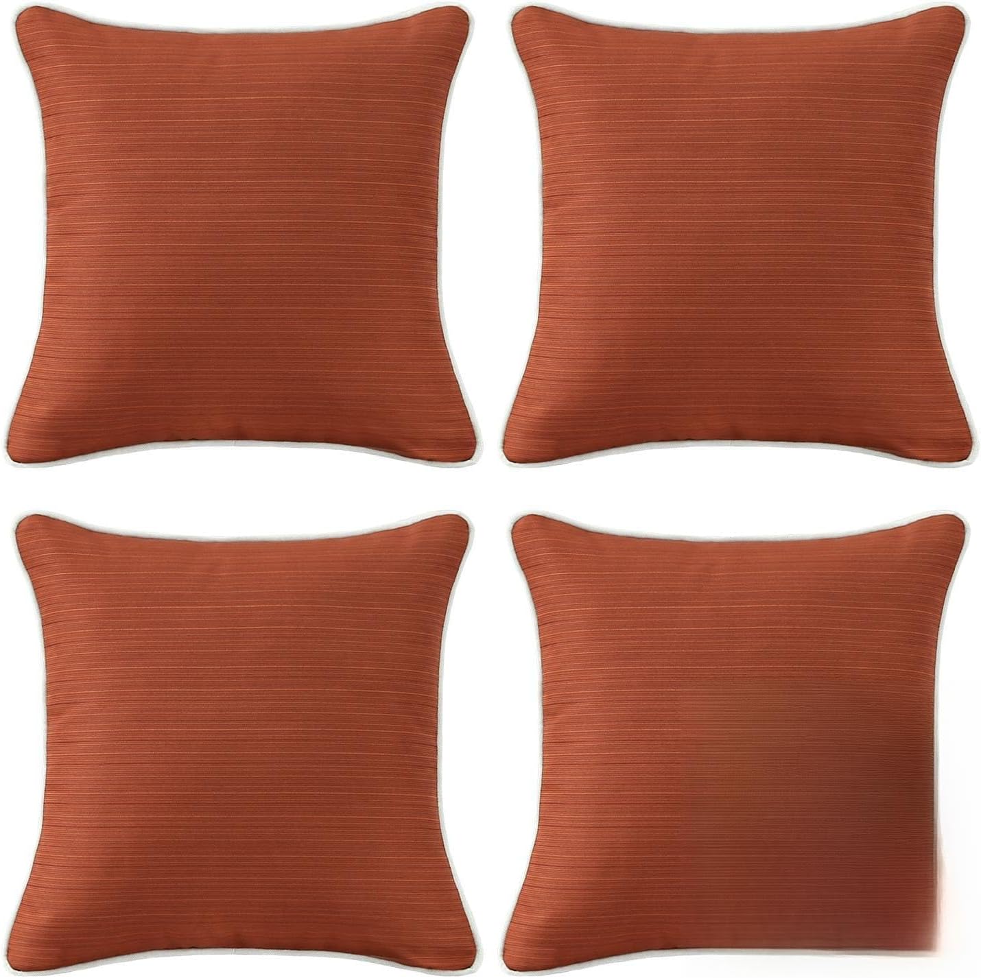 Decorative Outdoor Water Repellent Throw Pillows with Inserts, Set of 4, 18" x18" Pillows for Patio, Backyard, Bed, Couch, and Patio Furniture, Turquoise Stripe