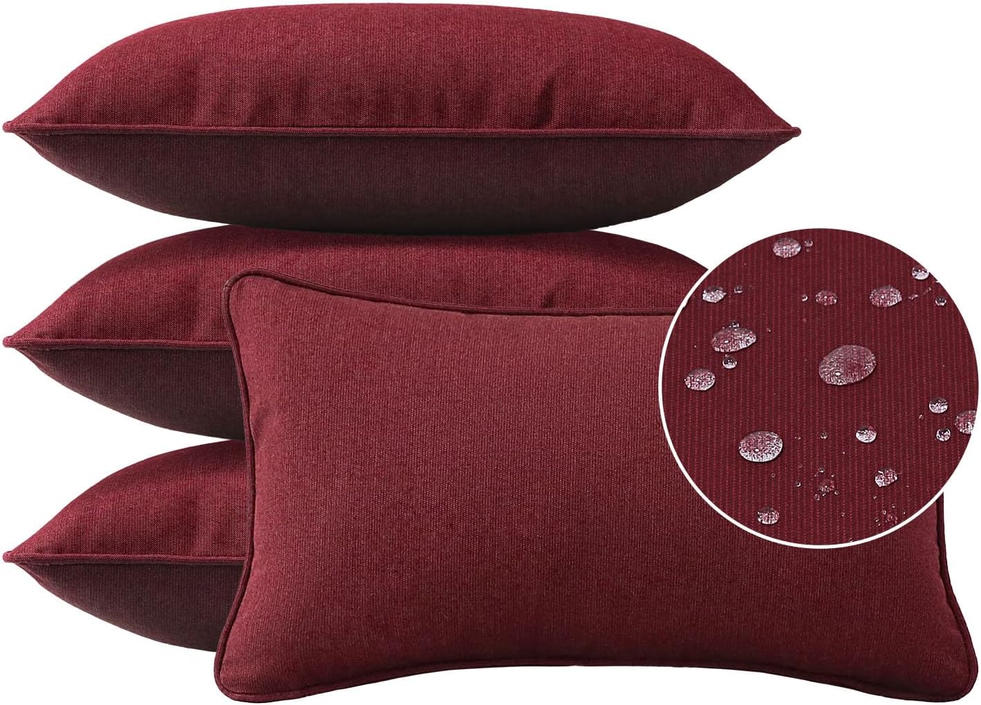 Decorative Outdoor Water Repellent Throw Pillows with Inserts, Set of 4, 18" x18" Pillows for Patio, Backyard, Bed, Couch, and Patio Furniture, Turquoise Stripe