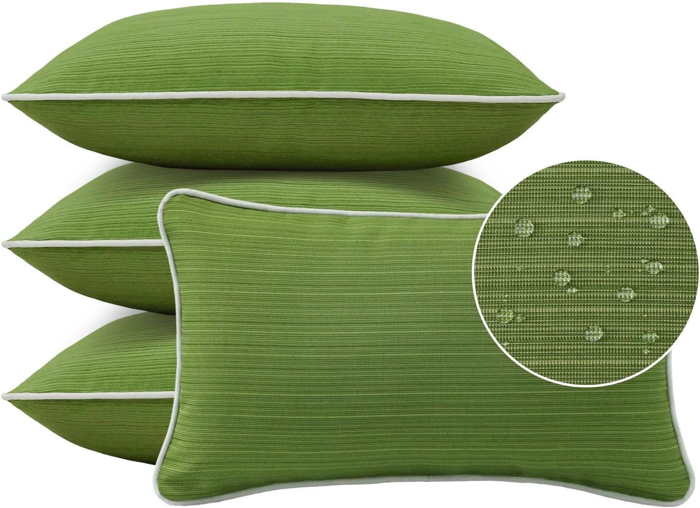 Decorative Outdoor Water Repellent Throw Pillows with Inserts, Set of 4, 18" x18" Pillows for Patio, Backyard, Bed, Couch, and Patio Furniture, Turquoise Stripe