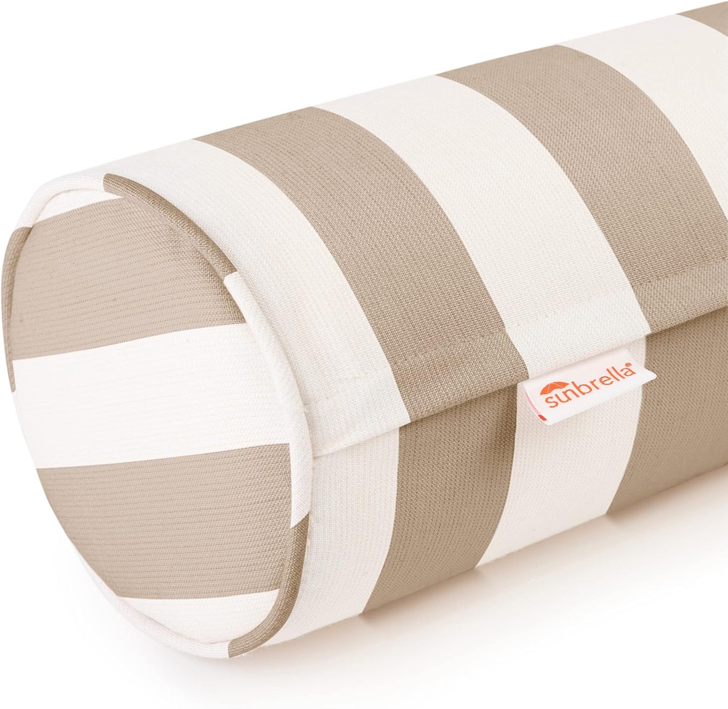 Austin Horn Classics Sunbrella Maxim Heather Beige Cabana Stripe Zippered Neck Roll Bolster (Set of 2)