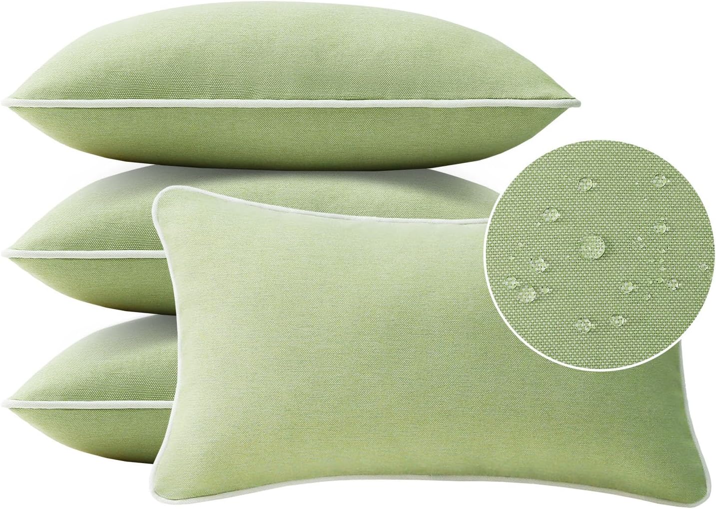 Decorative Outdoor Water Repellent Throw Pillows with Inserts, Set of 4, 18" x18" Pillows for Patio, Backyard, Bed, Couch, and Patio Furniture, Turquoise Stripe