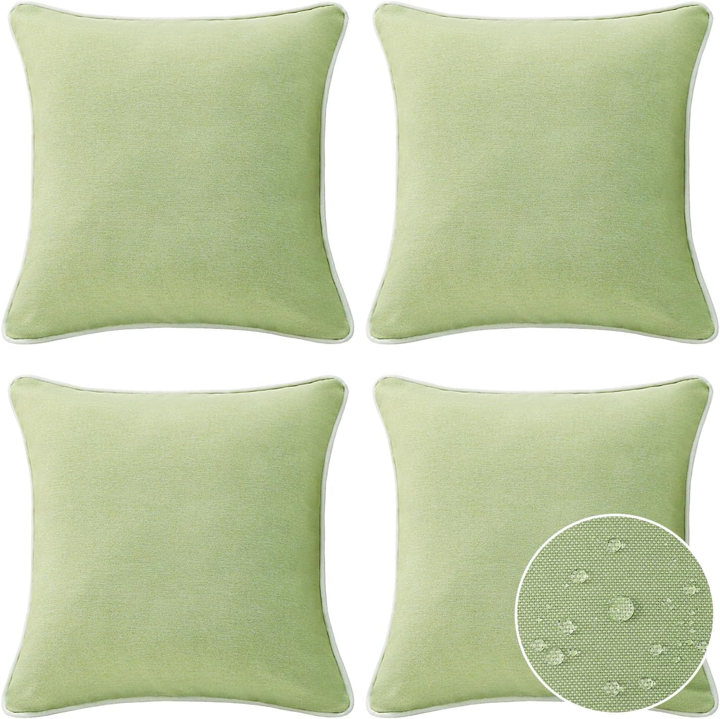 Decorative Outdoor Water Repellent Throw Pillows with Inserts, Set of 4, 18" x18" Pillows for Patio, Backyard, Bed, Couch, and Patio Furniture, Turquoise Stripe