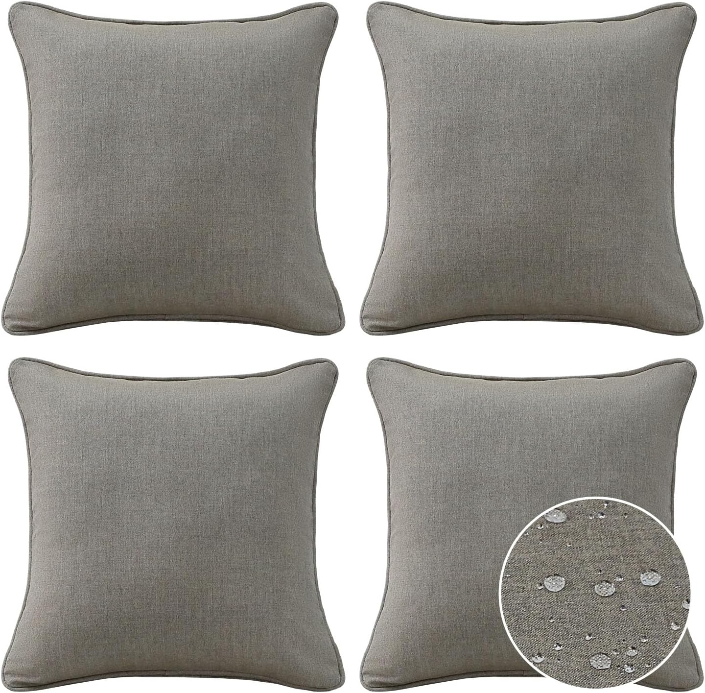 Decorative Outdoor Water Repellent Throw Pillows with Inserts, Set of 4, 18" x18" Pillows for Patio, Backyard, Bed, Couch, and Patio Furniture, Turquoise Stripe